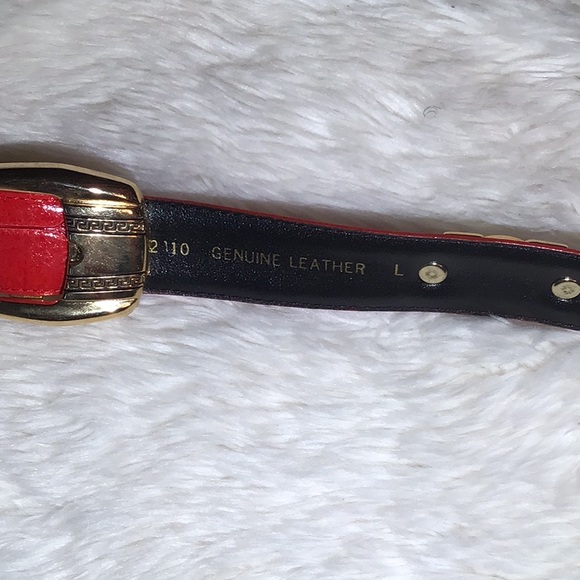 Red leather genuine leather belt size large - Picture 6 of 11